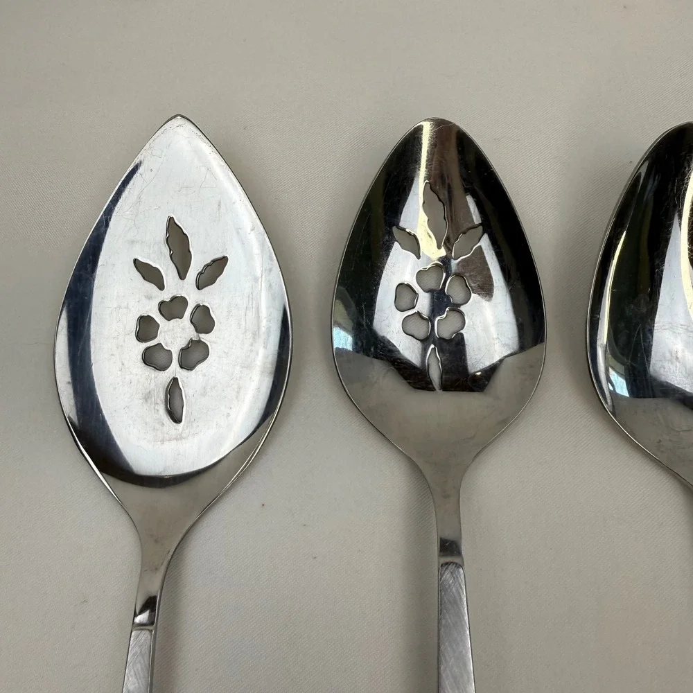 Oneidacraft Deluxe Stainless Lasting Rose Flatware Serving Set 4pc Rose Pattern
